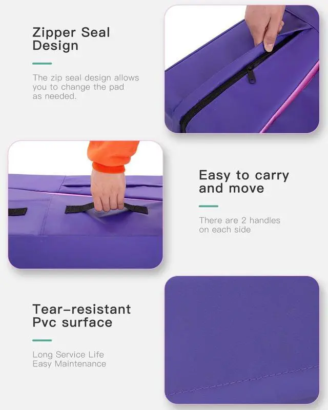 Alt view image 5 of 6 - Folding Incline Gymnastics Mat for Tumbling, Folding Tumbling Mats Cheese Wedge Incline Mat with Non-Slip PU Leather Surface & Handles, Gym Fitness Tumbling Matts for Kids Girls Home Training Exercise
