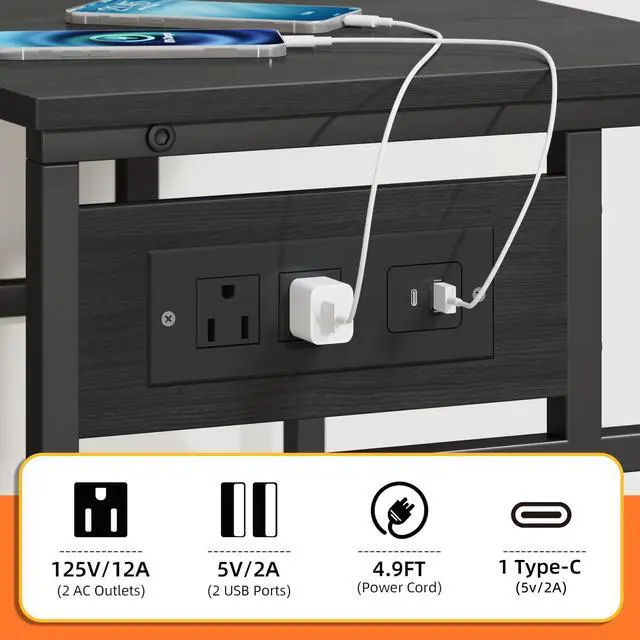Alt view image 5 of 7 - 3 Tier Large Printer Stand with Power Outlet/Adjustable Shelf | 22"x15" Large Top,Fit 2-3 printers,Rolling Cart with Wheels,Table for Home Office,Fit 3D Printer/Heat Press/Laser,Black