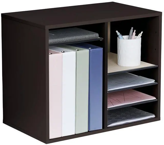 Main image of Wooden Paper and Mail Organizer for Home Office and Classroom, Adjustable Shelves and Stackable
