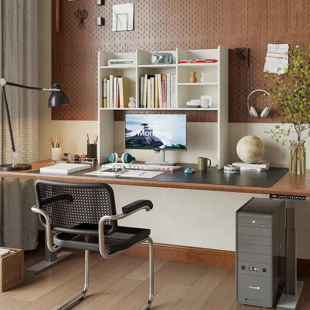Alt view image 7 of 7 - Desk Hutch Dorm, Desktop Bookshelf with 7 Shelves | Desktop Shelf, Bookshelf Storage for College Dorm Office Home, White