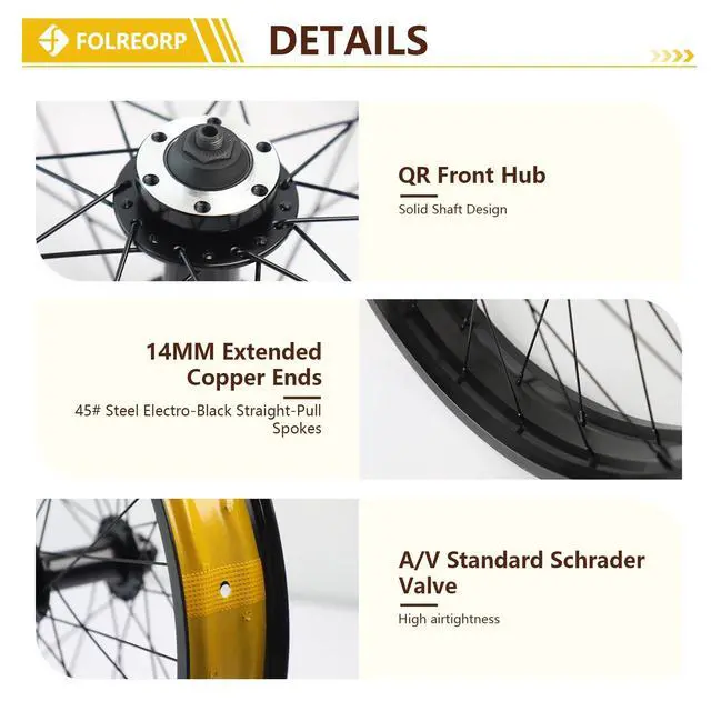 Alt view image 3 of 7 - 20/26 Inch X 4.0" Fat Tire Bike Front Wheel Aluminum Alloy Rim 36H Disc Brake 14G Spokes Beach Bike Wheel 135mm Hub, 9mm Quick Release for 7/8/9/10s Rotary Freewheel Snow Beach E-Bike