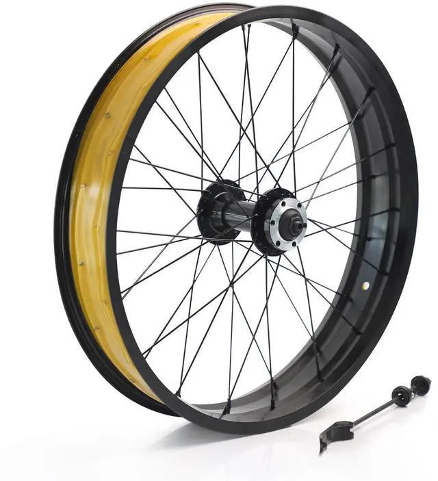 Main image of 20/26 Inch X 4.0" Fat Tire Bike Front Wheel Aluminum Alloy Rim 36H Disc Brake 14G Spokes Beach Bike Wheel 135mm Hub, 9mm Quick Release for 7/8/9/10s Rotary Freewheel Snow Beach E-Bike