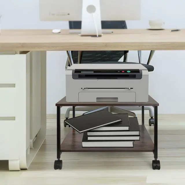 Alt view image 5 of 6 - Printer Stand,19.5''x19.5''x12.8'' 2 Tier Large Printer Laser Table Heavy Duty Rolling Printer Cart with Wheels for Home Office -100 LBS Each Tier