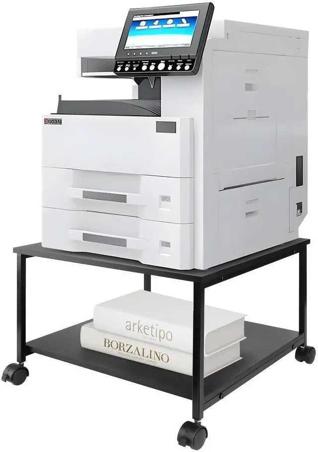 Main image of 2-Tier Under Desk Printer Stand w/Storage - 19.5x19.5x12.8''Heavy Duty Rolling Cart, Mobile Printer Table with Lockable Wheels for Home Office Organization - Industrial Style