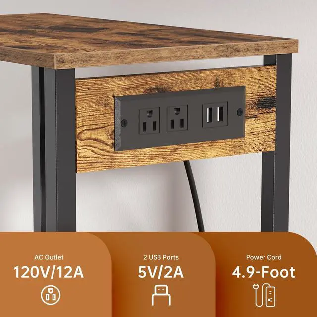 Alt view image 4 of 7 - Large Printer Stand with Charging Station, Printer Table for Home Office | 49"Tall 4-Tier Printer Stand with Storage, Mobile Heavy Duty Printer Table with Lockable Wheels, Storage Shelf (Rustic Brown)