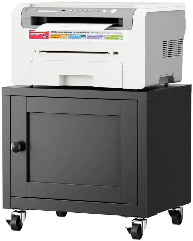 Main image of Small Printer Stand with Storage, Home Office Printer Table for Small Spaces, Under-Desk 3D Printer Stand with Wheels, for Office Copier and Fax Machine, Black