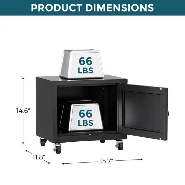 Alt view image 4 of 7 - Small Printer Stand with Storage, Home Office Printer Table for Small Spaces, Under-Desk 3D Printer Stand with Wheels, for Office Copier and Fax Machine, Black