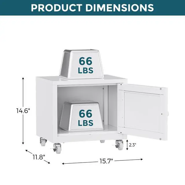 Alt view image 4 of 7 - Small Printer Stand with Storage, Home Office Printer Table for Small Spaces, Under-Desk 3D Printer Stand with Wheels, for Office Copier and Fax Machine, White