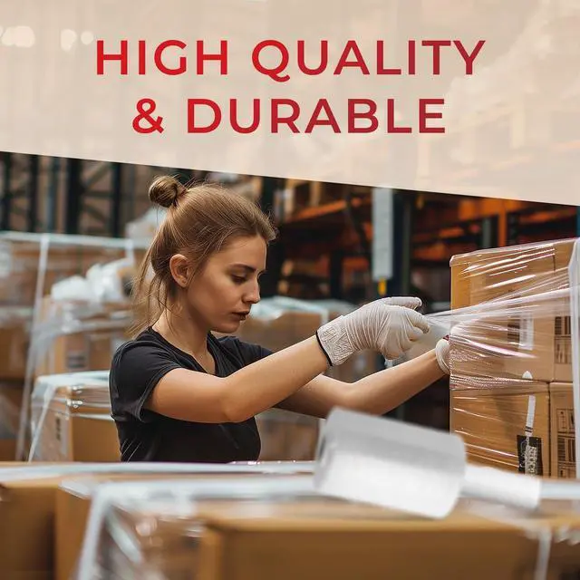 Alt view image 6 of 6 - Stretch Packing Wrap, Mini Stretch Wrap Roll, Plastic Pallet Shrink Film with Handle- 5" x 1000" & 80 Gauge Thick + Hybrid Technology with Dispenser (12-Pack)