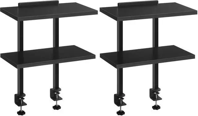 Main image of Clamp On Desk Organizer, 2-Tier Desktop Bookshelf, Adjustable Desk Storage Shelf, Metal Frame, for Office, Study and Game Room, Black DSBK3501 (Pack of 2)