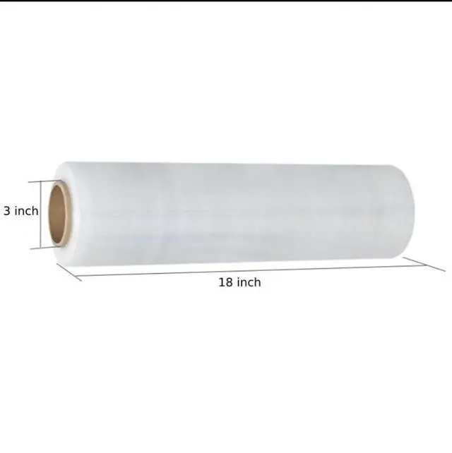 Alt view image 3 of 5 - 18" Stretch Film/Wrap 1500 feet 80 Gauge Industrial, Clear Packing Moving Packaging Heavy Duty Shrink Film Box of 4 (4 Rolls)- Wrap Holder Included