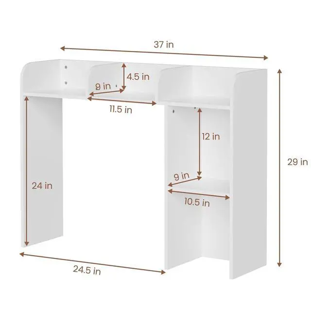 Alt view image 2 of 7 - Desk Hutch Dorm White, 3-Tire Wood Desk Shelf Storage Organizer for Office Home