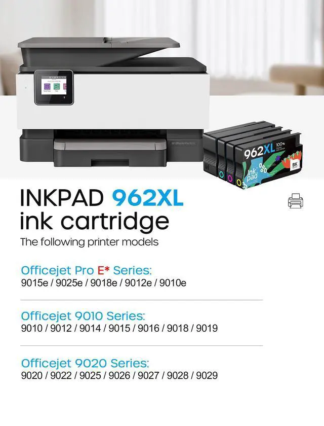 Alt view image 2 of 7 - 962XL Ink Cartridges Combo Pack Compatible with HP 962 962XL Ink | High Yield 962XL Color Ink Cartridges Use for Officejet Pro 9018e 9015e 9018 9012e 9015 9010 9018e 9020(4 Pack, B/C/M/Y)