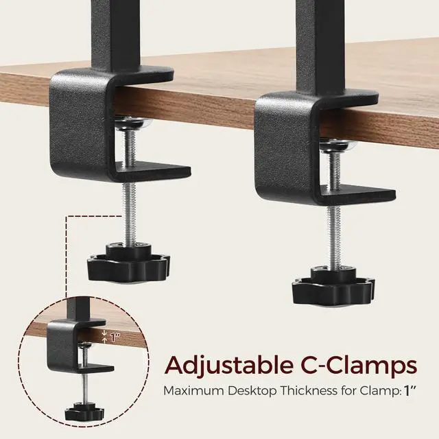 Alt view image 5 of 7 - Clamp On Desk Organizer, 2-Tier Desktop Bookshelf, Adjustable Desk Storage Shelf, Metal Frame, for Office, Study and Game Room, Black DSBK3501 (Pack of 2)