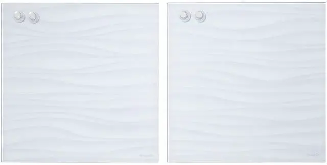 Main image of MessageStor Dry-Erase Glass Board and Magnets, Office Essentials, White Waves, 2-Pack