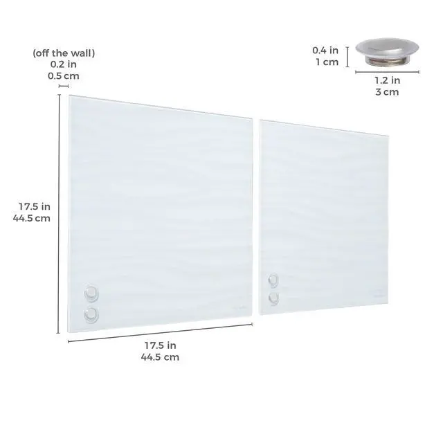 Alt view image 2 of 7 - MessageStor Dry-Erase Glass Board and Magnets, Office Essentials, White Waves, 2-Pack