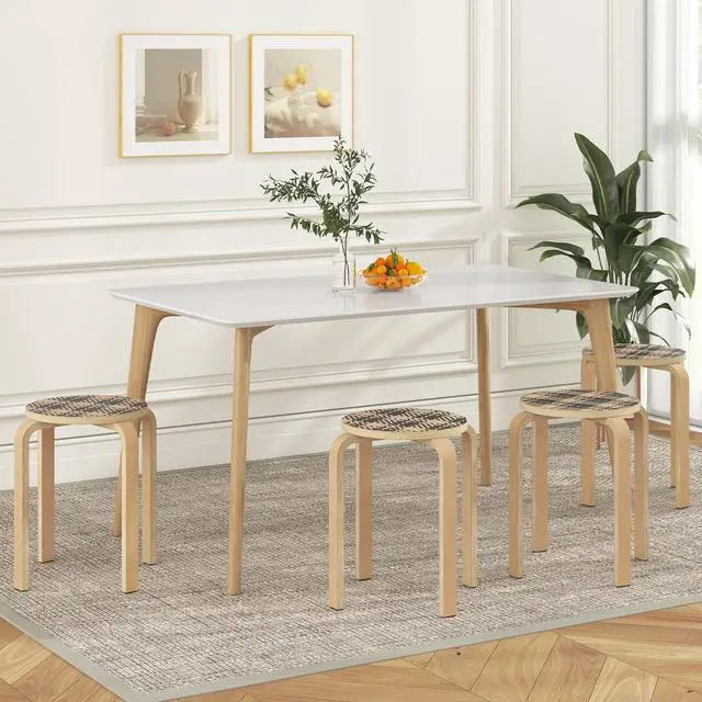 Alt view image 5 of 7 - Stackable Stools Set of 4, 18" Round Stacking Backless Nesting Stools, School Chairs, Flexible Seating for Classroom Elementary, Students, Adults, Kitchen, Dining Room (Natural & Black)