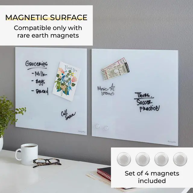 Alt view image 3 of 7 - MessageStor Dry-Erase Glass Board and Magnets, Office Essentials, White, 2-Pack