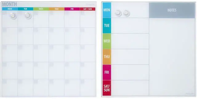 Main image of MessageStor Dry-Erase Glass Board and Magnets, Office Essentials, Assorted Calendar, 2-Pack