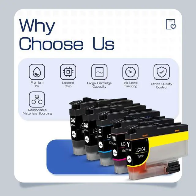Alt view image 4 of 7 - LC404 Ink Cartridges for Brother LC404 Ink Cartridge MFC-1205W High Yield Work with Brother MFC-J1215W MFC-J1205W J1215W J1205W Printer (2 Black Cyan Magenta Yellow, 5 Pack)