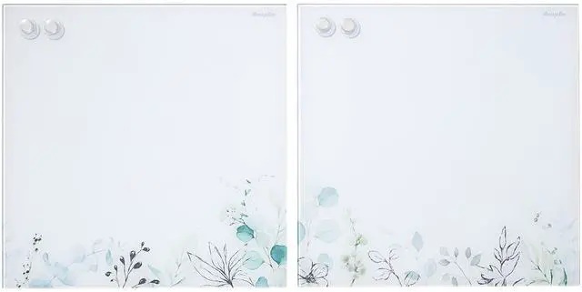 Main image of MessageStor Dry-Erase Glass Board and Magnets, Office Essentials, Botanical, 2-Pack