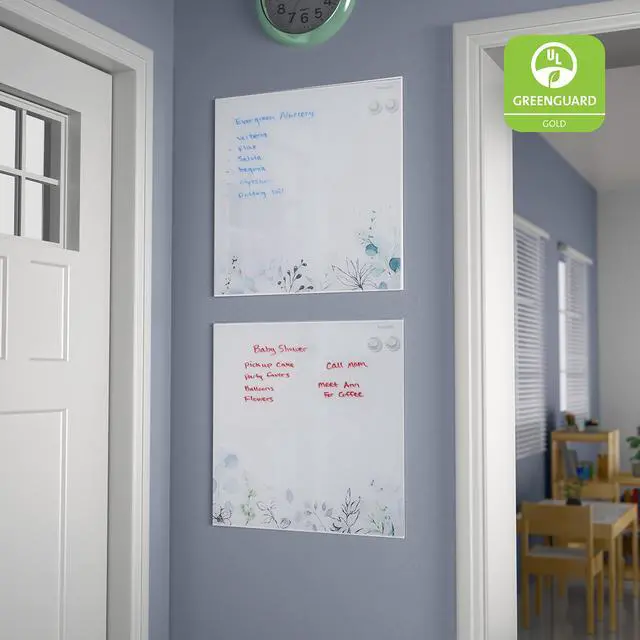 Alt view image 7 of 7 - MessageStor Dry-Erase Glass Board and Magnets, Office Essentials, Botanical, 2-Pack