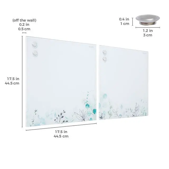 Alt view image 2 of 7 - MessageStor Dry-Erase Glass Board and Magnets, Office Essentials, Botanical, 2-Pack