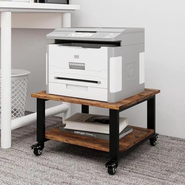Main image of 2 Tier Laser Printer Stand,20''x20'' Under Desk Printer Cart, Retro | Large Printer Table Copier Stand with Wheels, Stand for Heavy Printers,Thickened Steel Tube,Supports 200lbs,for Home Office