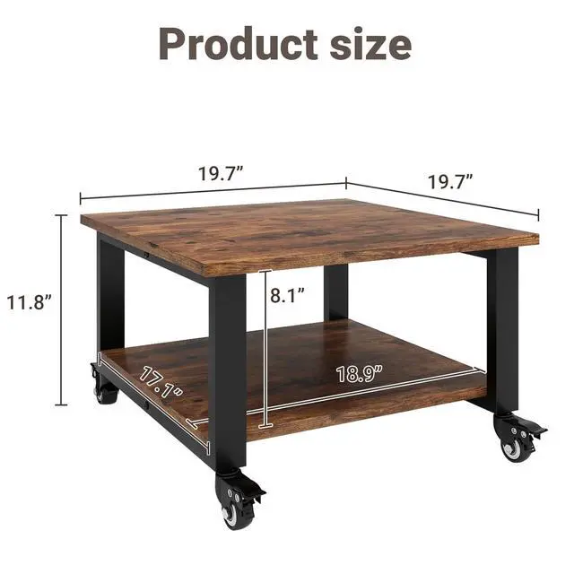Alt view image 3 of 7 - 2 Tier Laser Printer Stand,20''x20'' Under Desk Printer Cart, Retro | Large Printer Table Copier Stand with Wheels, Stand for Heavy Printers,Thickened Steel Tube,Supports 200lbs,for Home Office