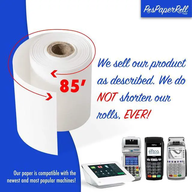 Alt view image 4 of 6 - (150 Rolls) 2 1/4 x 85' First Data FD130 FD50 FD400 FD55 FD100Ti Thermal Paper 150 Rolls