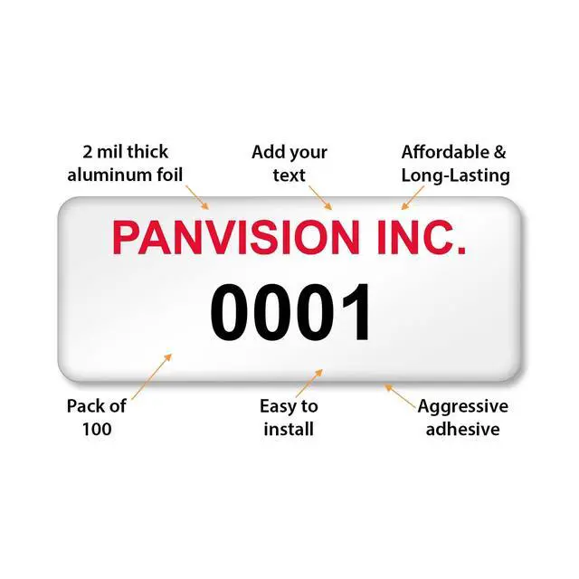 Alt view image 4 of 5 - Custom Asset Labels with Sequential Numbering | 0.5" x 1.25", Aluminum Foil Tags, Pack of 100, Made in USA