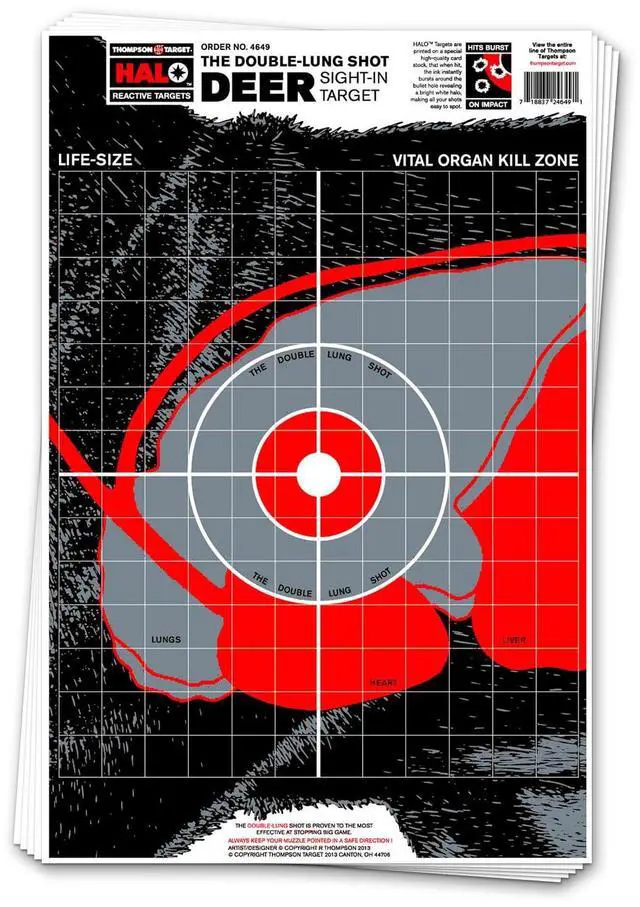 Main image of Halo Life-Size Deer Sight-in High Visibility Reactive Splatter 12.5x19 Inch Shooting Targets for Pistol and Rifle Hunting - Made in the USA