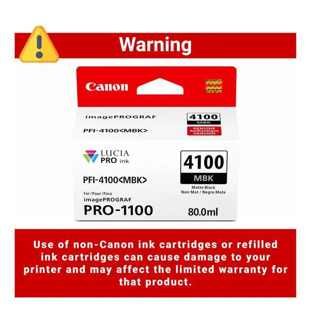 Alt view image 3 of 5 - PFI-4100 Genuine Matte Black Ink Tank, Compatible with imagePROGRAF PRO-1100 Printers