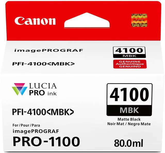 Main image of PFI-4100 Genuine Matte Black Ink Tank, Compatible with imagePROGRAF PRO-1100 Printers