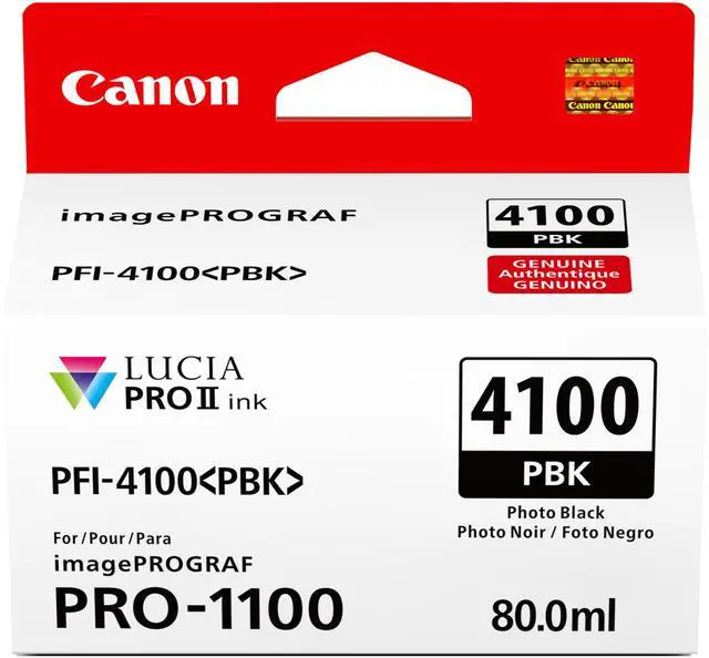 Main image of PFI-4100 Genuine Photo Black Ink Tank, Compatible with imagePROGRAF PRO-1100 Printers