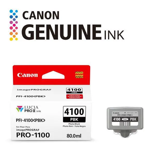 Alt view image 2 of 6 - PFI-4100 Genuine Photo Black Ink Tank, Compatible with imagePROGRAF PRO-1100 Printers