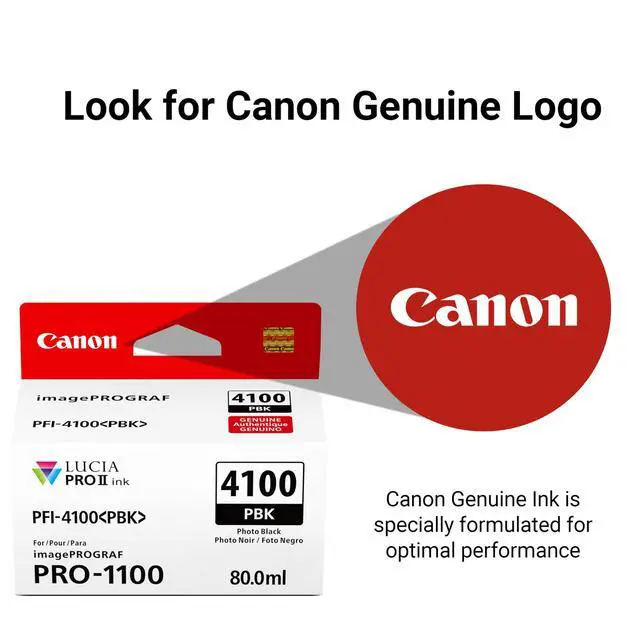 Alt view image 4 of 6 - PFI-4100 Genuine Photo Black Ink Tank, Compatible with imagePROGRAF PRO-1100 Printers