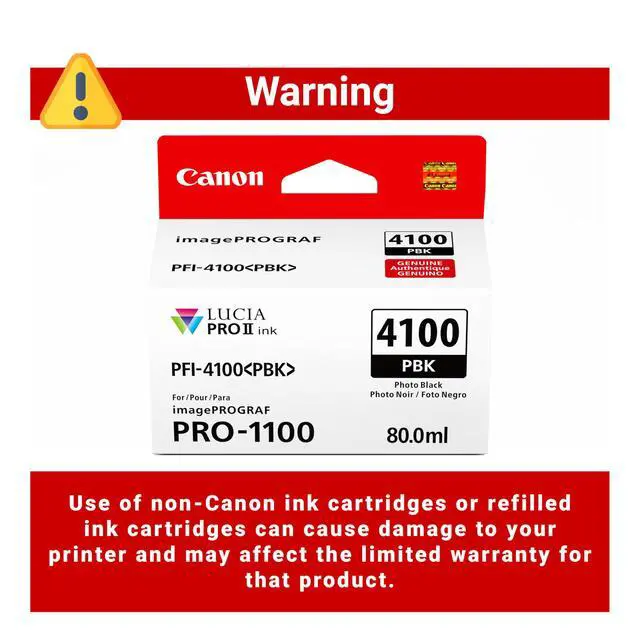 Alt view image 3 of 6 - PFI-4100 Genuine Photo Black Ink Tank, Compatible with imagePROGRAF PRO-1100 Printers