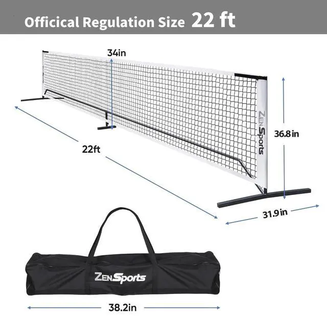 Alt view image 2 of 6 - Portable Pickleball Net Set System with Metal Frame and 22FT Regulation Size Pickball Net with Carry Bag for Backyard, Driveways, Outdoor Game