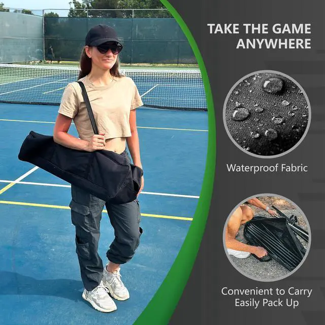 Alt view image 5 of 6 - Portable Pickleball Net Set System with Metal Frame and 22FT Regulation Size Pickball Net with Carry Bag for Backyard, Driveways, Outdoor Game