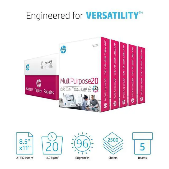 Alt view image 2 of 7 - 115100 Multipurpose Paper, 96 Bright, 20 lb, Letter, White, 2500 Sheets/Carton