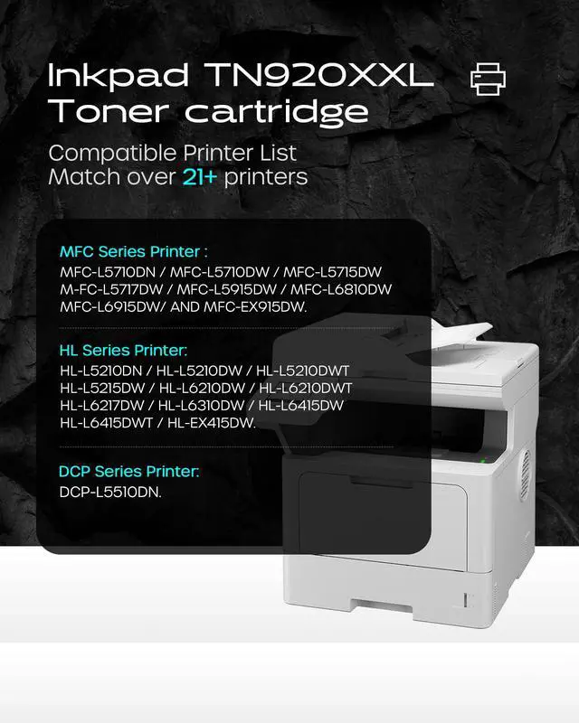 Alt view image 5 of 7 - TN920XXL Toner Cartridge Replacement for Brother HL-L6210DW(2 Black) | TN920XXL Extra High Yield Black Toner with Chip. Up to 11,000 Pages Each. Compatible with HL-L5210DN, MFC-L5710DN Printers