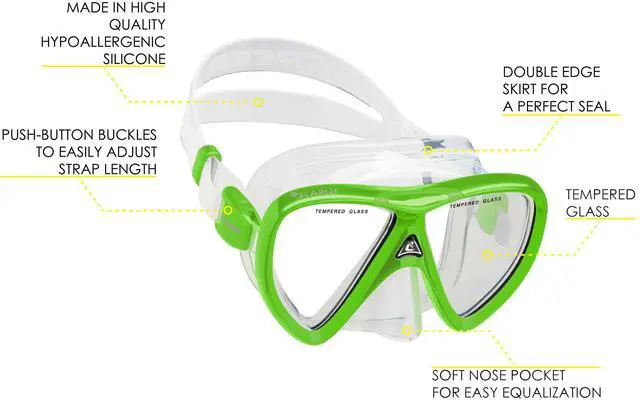 Alt view image 2 of 6 - Adult Complete Snorkeling Set (Mask, Dry Snorkel, Adjustable Fins) - Lightweight Traveling Equipment - Tonga Pro Dry Set: Designed in Italy