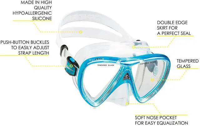 Alt view image 2 of 6 - Adult Complete Snorkeling Set (Mask, Dry Snorkel, Adjustable Fins) - Lightweight Traveling Equipment - Tonga Pro Dry Set: Designed in Italy