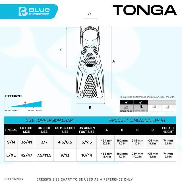 Alt view image 6 of 6 - Adult Complete Snorkeling Set (Mask, Dry Snorkel, Adjustable Fins) - Lightweight Traveling Equipment - Tonga Pro Dry Set: Designed in Italy
