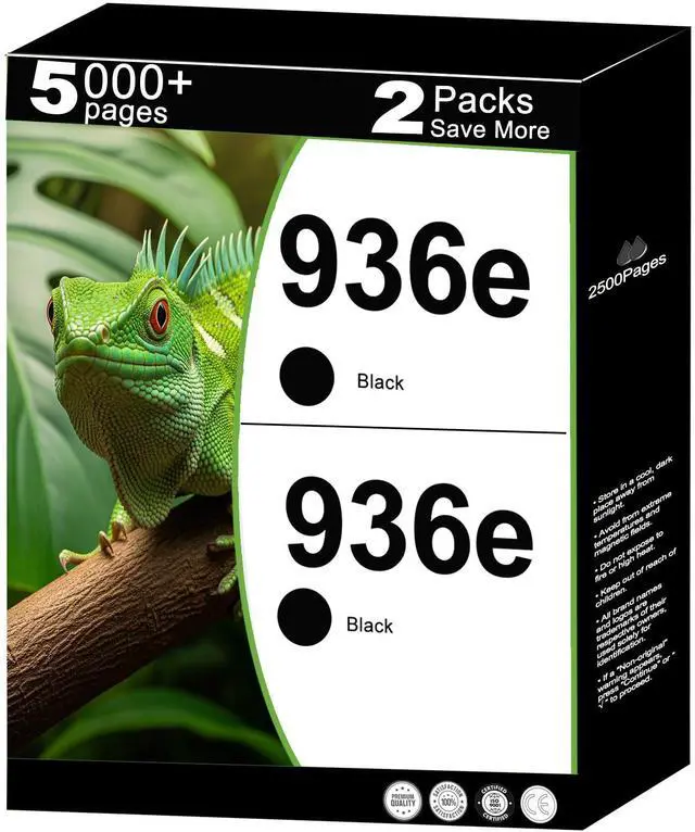 Main image of 936e Ink Cartridges Compatible Replacement for HP 936 XL 936XL Black Fit for OfficeJet 9122e Pro 9120 9120e 9125 9110b 9120b 9130b Wide Format 9730e 9730 Printers with V18.2.1 Chip(2 Packs, Black)