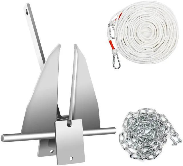 Main image of Boat Anchor Kit,Fluke Style Anchor,Hot-Dipped Galvanized Steel, Kit Includes Galvanized Fluke Anchor, Anchor Chain,Rope, Shackles,Boat Anchors for 15'-23' Boats Boats