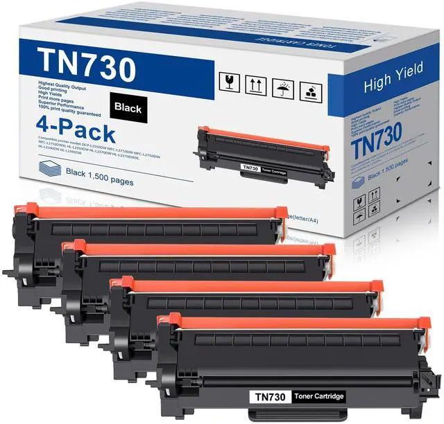 Main image of TN-730 TN730 Toner Cartridge Replacement for Brother TN730 Toner Cartridge - Black DCP-L2550DW MFC-L2710DW MFC-L2750DW HL-L2370DW Printer (4-Pack)
