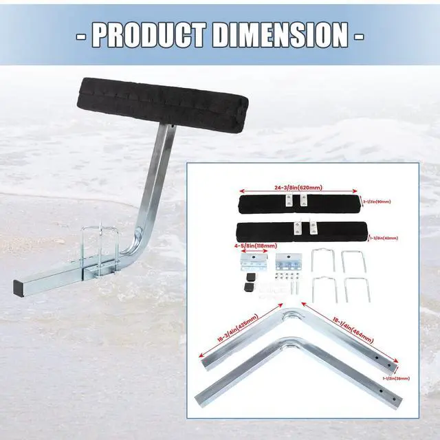 Alt view image 2 of 7 - Carpeted Boat Trailer Guide 2' Bunk Board Guide On Board Solid & Easy | Operation 75 Degree
