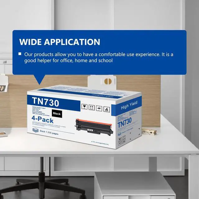 Alt view image 6 of 7 - TN-730 TN730 Toner Cartridge Replacement for Brother TN730 Toner Cartridge - Black DCP-L2550DW MFC-L2710DW MFC-L2750DW HL-L2370DW Printer (4-Pack)